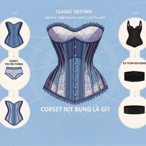 Corset Nịt Bụng Là Gì? So Sánh & Hướng Dẫn Siết Eo Chuẩn Cổ Điển Mới Nhất 2025 26 Corset nịt bụng là bí quyết tạo eo con kiến từ cổ điển đến hiện đại. Khác với gen nịt bụng latex, corset dùng dây siết và xương thép để định hình vòng eo bền vững.