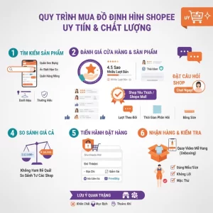 Đồ Định Hình Shopee: 5 Mẹo Mua Hàng Chính Hãng, Tránh Hàng Giả 52 "Quy trình 6 bước mua đồ định hình Shopee uy tín, chính hãng: tìm kiếm, đánh giá shop, so sánh giá, đặt hàng và kiểm tra."