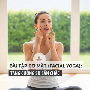 Nâng Mũi Tự Nhiên: 4+ Mẹo An Toàn Giúp Mũi Cao & Thon Gọn Hơn 4 "Người phụ nữ tập yoga cơ mặt bằng cách ấn nhẹ hai ngón tay lên má để tăng cường sự săn chắc."