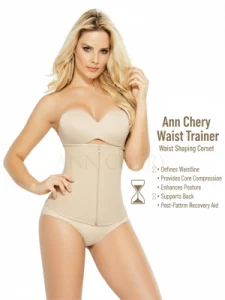 "Ann Chery waist trainer shapewear corset in beige, demonstrating waist shaping benefits