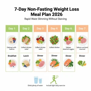 7 ngày thực đơn giảm cân không nhịn ăn 2026 giúp siết eo nhanh tại nhà với yến mạch, salad ức gà, cá hồi, rau củ hấp kết hợp uống đủ nước và tập luyện nhẹ mỗi ngày. 🥗💧🏃‍♀️✨