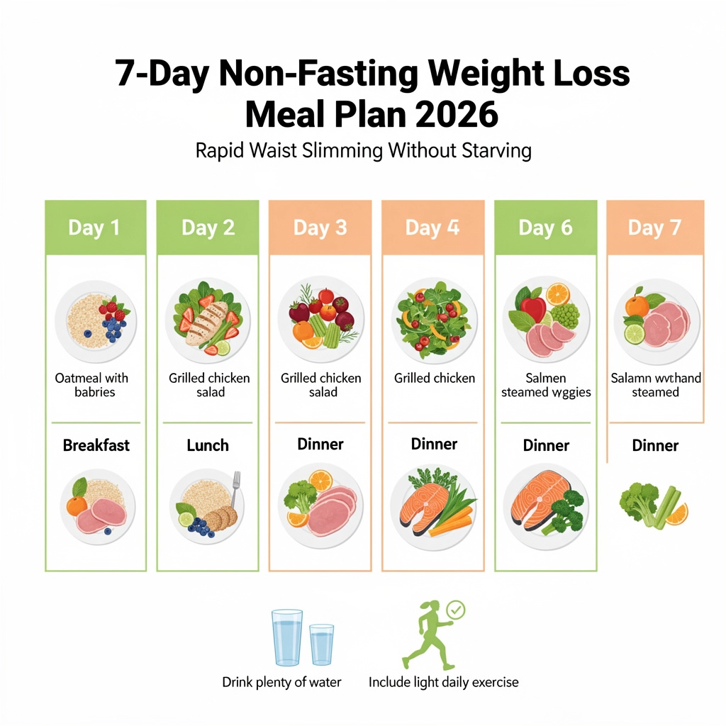 7 ngày thực đơn giảm cân không nhịn ăn 2026 giúp siết eo nhanh tại nhà với yến mạch, salad ức gà, cá hồi, rau củ hấp kết hợp uống đủ nước và tập luyện nhẹ mỗi ngày. 🥗💧🏃‍♀️✨