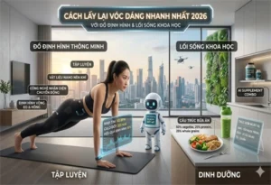 **Alt text chuẩn SEO đề xuất:** *Cách lấy lại vóc dáng nhanh nhất 2026 với đồ định hình thông minh, tập luyện thể dục và chế độ dinh dưỡng khoa học giúp giảm mỡ và săn chắc cơ thể.* 